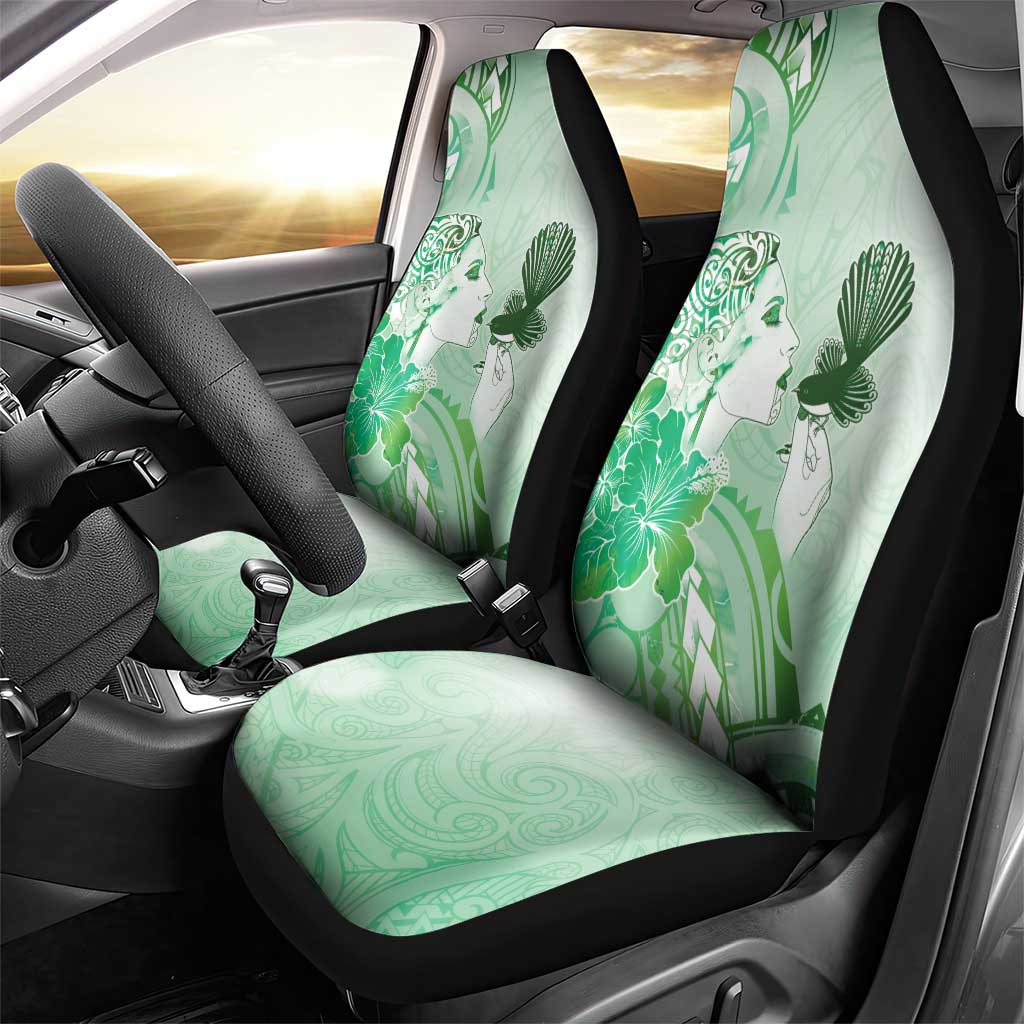 Aotearoa Maori Wahine Car Seat Cover Fantail Bird Green Gold Marble LT05 - Polynesian Pride