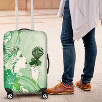 Aotearoa Maori Wahine Luggage Cover Fantail Bird Green Gold Marble LT05 Green - Polynesian Pride