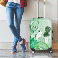 Aotearoa Maori Wahine Luggage Cover Fantail Bird Green Gold Marble LT05 - Polynesian Pride