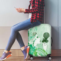 Aotearoa Maori Wahine Luggage Cover Fantail Bird Green Gold Marble LT05 - Polynesian Pride