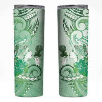 Aotearoa Maori Wahine Skinny Tumbler Fantail Bird Green Gold Marble LT05 Green - Polynesian Pride