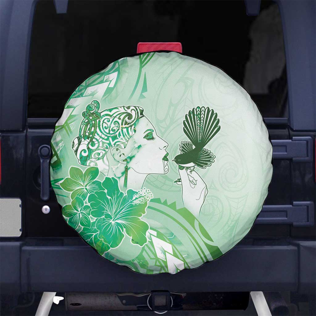 Aotearoa Maori Wahine Spare Tire Cover Fantail Bird Green Gold Marble LT05 No hole Green - Polynesian Pride