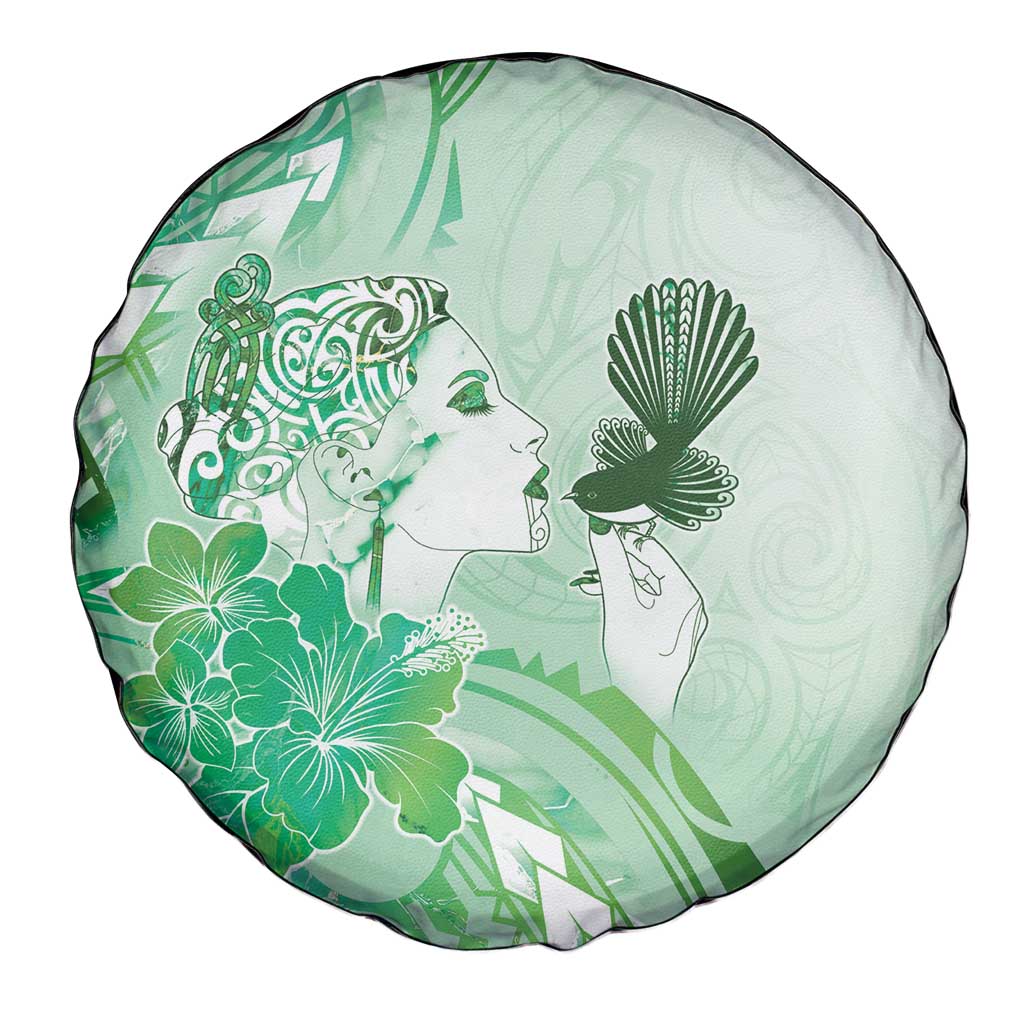Aotearoa Maori Wahine Spare Tire Cover Fantail Bird Green Gold Marble LT05 - Polynesian Pride