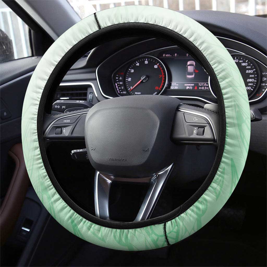 Aotearoa Maori Wahine Steering Wheel Cover Fantail Bird Green Gold Marble LT05 - Polynesian Pride