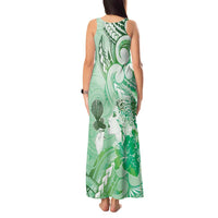 Aotearoa Maori Wahine Tank Maxi Dress Fantail Bird Green Gold Marble LT05 - Polynesian Pride