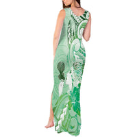 Aotearoa Maori Wahine Tank Maxi Dress Fantail Bird Green Gold Marble LT05 - Polynesian Pride