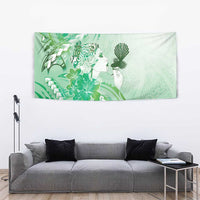 Aotearoa Maori Wahine Tapestry Fantail Bird Green Gold Marble LT05 - Polynesian Pride