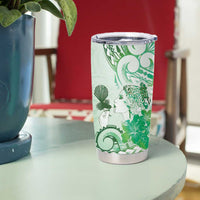 Aotearoa Maori Wahine Tumbler Cup Fantail Bird Green Gold Marble LT05 - Polynesian Pride