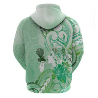 Aotearoa Maori Wahine Zip Hoodie Fantail Bird Green Gold Marble LT05 - Polynesian Pride