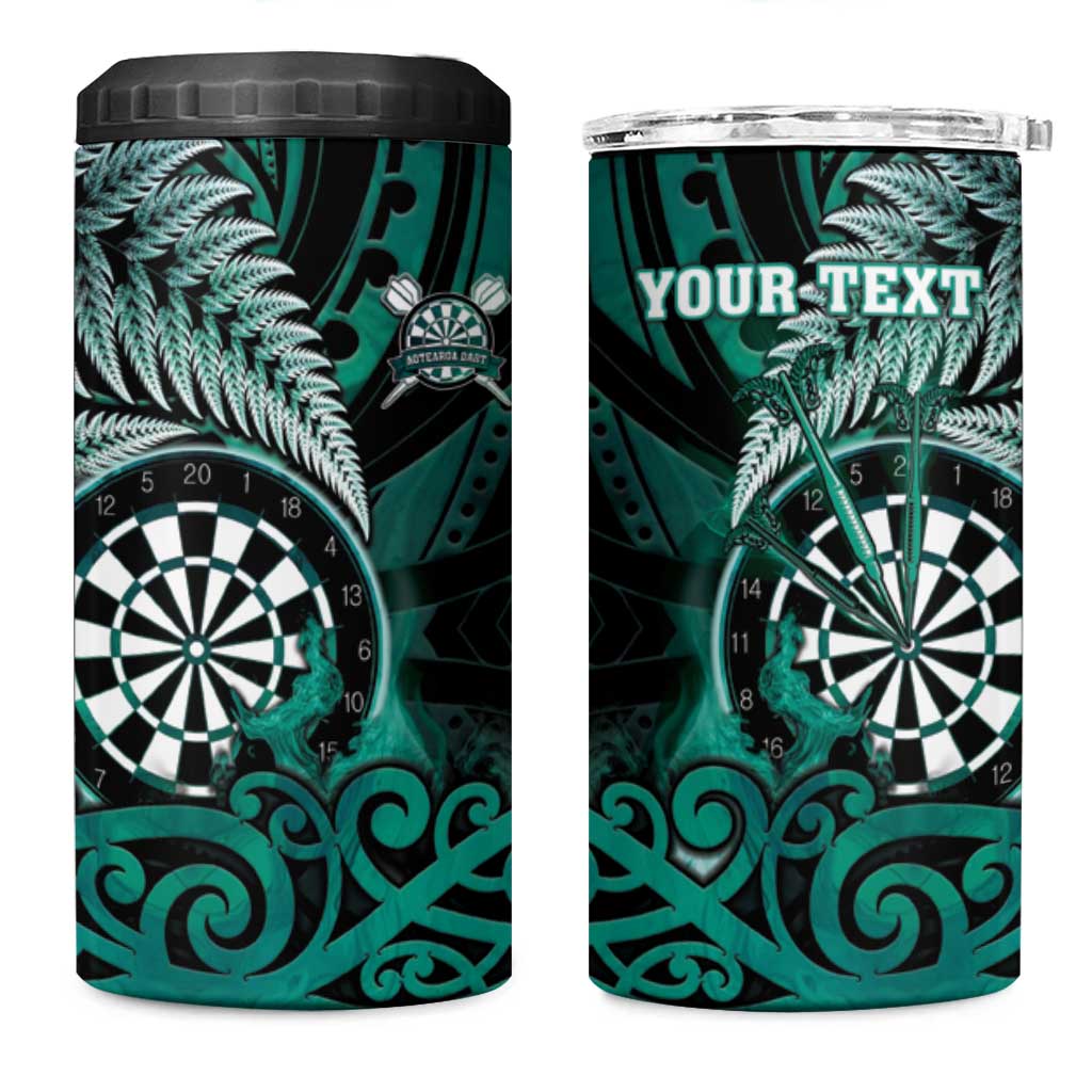 Personalised New Zealand Darts 4 in 1 Can Cooler Tumbler Maori Koru Dartboard Turquoise Flame LT05 One Size: 16 oz Turquoise - Polynesian Pride