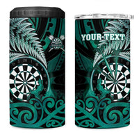 Personalised New Zealand Darts 4 in 1 Can Cooler Tumbler Maori Koru Dartboard Turquoise Flame LT05 One Size: 16 oz Turquoise - Polynesian Pride