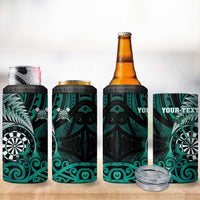 Personalised New Zealand Darts 4 in 1 Can Cooler Tumbler Maori Koru Dartboard Turquoise Flame LT05 - Polynesian Pride