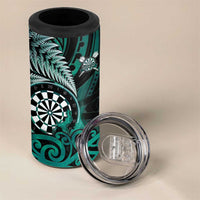 Personalised New Zealand Darts 4 in 1 Can Cooler Tumbler Maori Koru Dartboard Turquoise Flame LT05 - Polynesian Pride