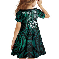 Personalised New Zealand Darts Family Matching Mermaid Dress and Hawaiian Shirt Maori Koru Dartboard Turquoise Flame LT05 - Polynesian Pride