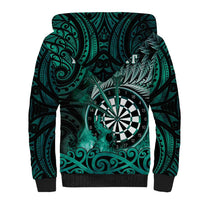 Personalised New Zealand Darts Sherpa Hoodie Maori Koru Dartboard Turquoise Flame LT05 - Polynesian Pride