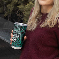 Personalised New Zealand Darts Tumbler Cup Maori Koru Dartboard Turquoise Flame