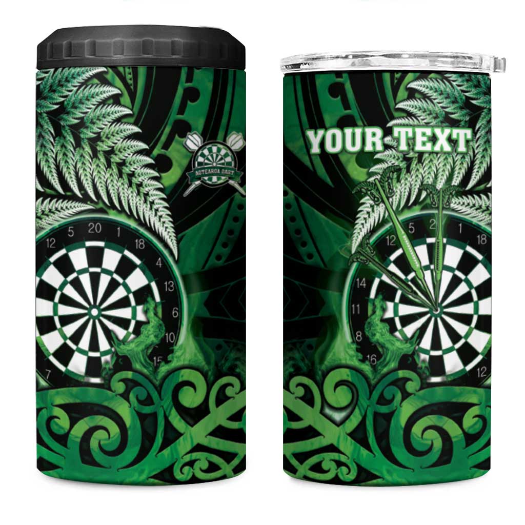 Personalised New Zealand Darts 4 in 1 Can Cooler Tumbler Maori Koru Dartboard Green Flame LT05 One Size: 16 oz Green - Polynesian Pride