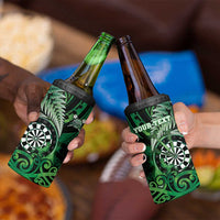 Personalised New Zealand Darts 4 in 1 Can Cooler Tumbler Maori Koru Dartboard Green Flame LT05 - Polynesian Pride