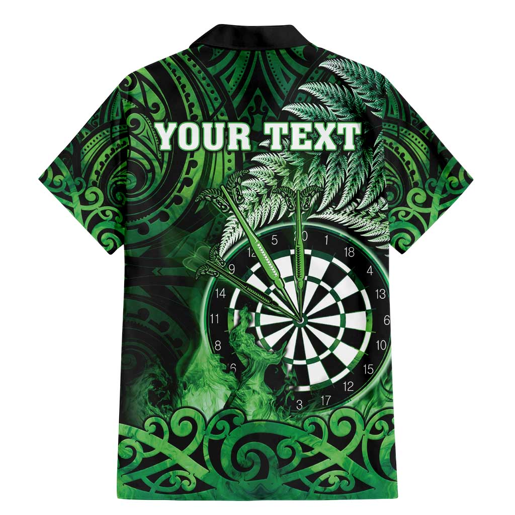 Personalised New Zealand Darts Family Matching Mermaid Dress and Hawaiian Shirt Maori Koru Dartboard Green Flame LT05 - Polynesian Pride