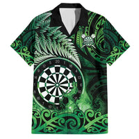 Personalised New Zealand Darts Family Matching Summer Maxi Dress and Hawaiian Shirt Maori Koru Dartboard Green Flame LT05 Dad's Shirt - Short Sleeve Green - Polynesian Pride