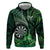 Personalised New Zealand Darts Hoodie Maori Koru Dartboard Green Flame