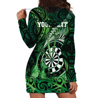 Personalised New Zealand Darts Hoodie Dress Maori Koru Dartboard Green Flame LT05 - Polynesian Pride