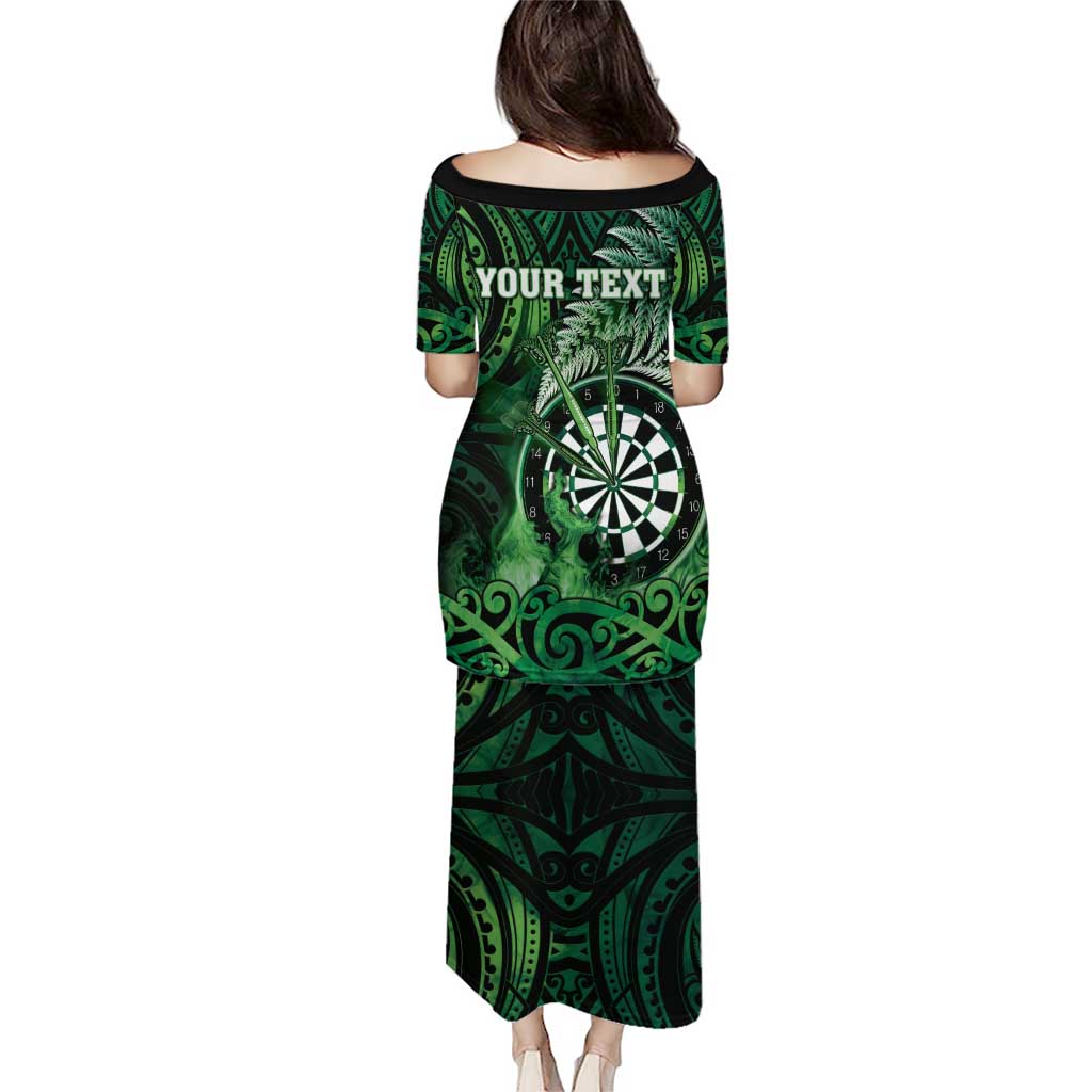 Personalised New Zealand Darts Puletasi Maori Koru Dartboard Green Flame LT05 - Polynesian Pride