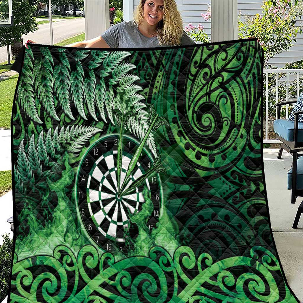 New Zealand Darts Quilt Maori Koru Dartboard Green Flame LT05 Green - Polynesian Pride