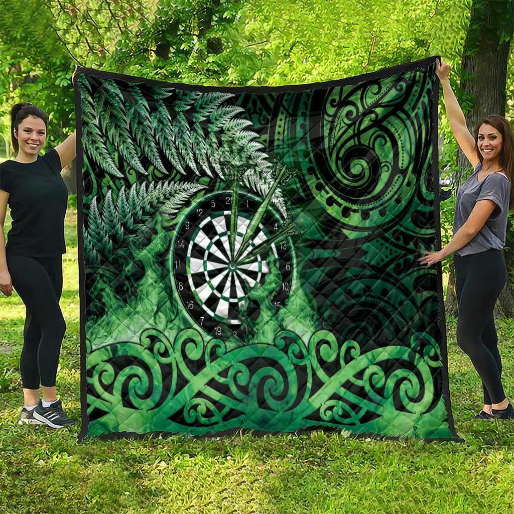 New Zealand Darts Quilt Maori Koru Dartboard Green Flame LT05 - Polynesian Pride