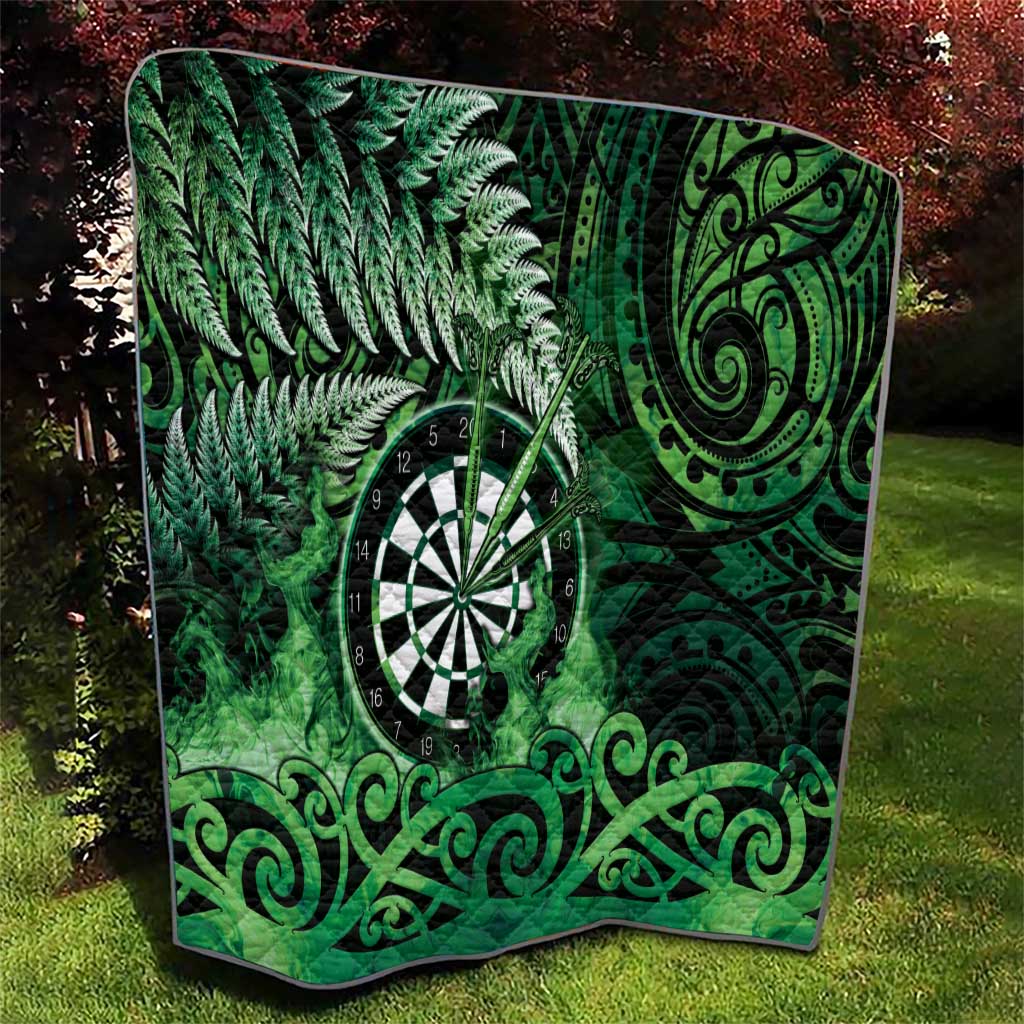 New Zealand Darts Quilt Maori Koru Dartboard Green Flame LT05 - Polynesian Pride