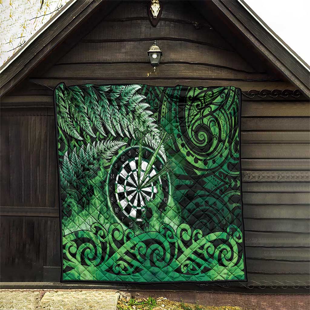 New Zealand Darts Quilt Maori Koru Dartboard Green Flame LT05 - Polynesian Pride