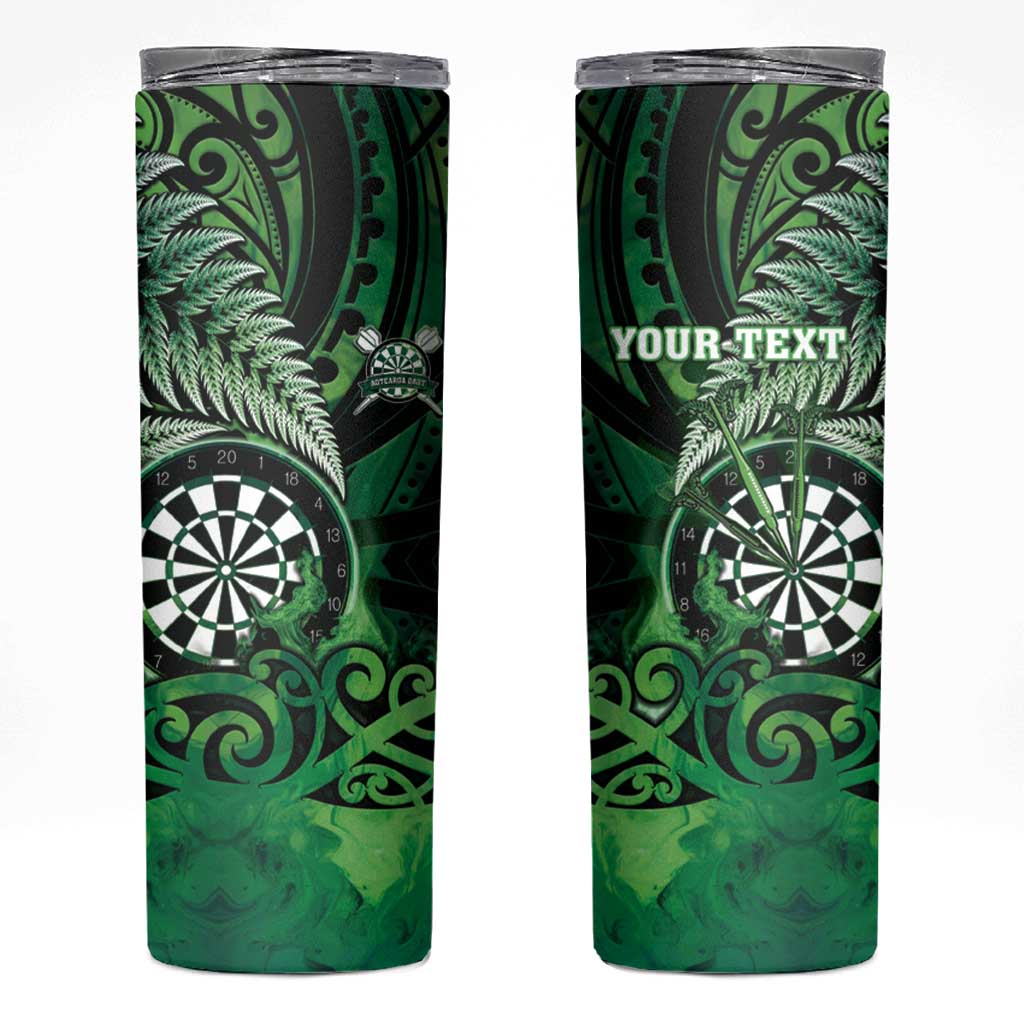 Personalised New Zealand Darts Skinny Tumbler Maori Koru Dartboard Green Flame LT05 Green - Polynesian Pride