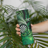 Personalised New Zealand Darts Skinny Tumbler Maori Koru Dartboard Green Flame LT05 - Polynesian Pride