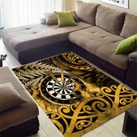 New Zealand Darts Area Rug Maori Koru Dartboard Gold Flame