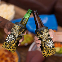 Personalised New Zealand Darts 4 in 1 Can Cooler Tumbler Maori Koru Dartboard Gold Flame LT05 - Polynesian Pride