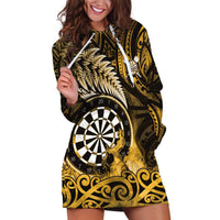 Personalised New Zealand Darts Hoodie Dress Maori Koru Dartboard Gold Flame LT05 Gold - Polynesian Pride