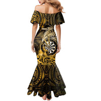 Personalised New Zealand Darts Mermaid Dress Maori Koru Dartboard Gold Flame LT05 - Polynesian Pride