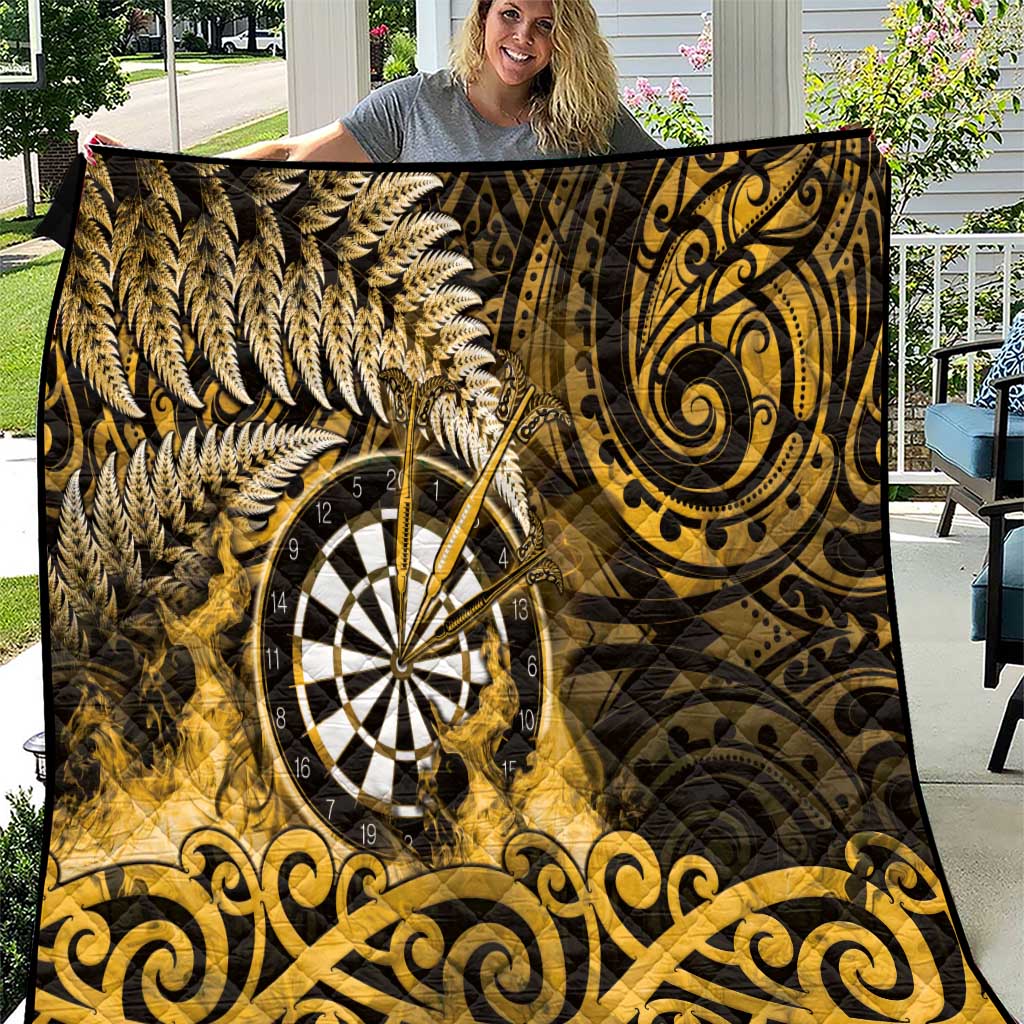 New Zealand Darts Quilt Maori Koru Dartboard Gold Flame LT05 Gold - Polynesian Pride