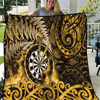 New Zealand Darts Quilt Maori Koru Dartboard Gold Flame LT05 Gold - Polynesian Pride