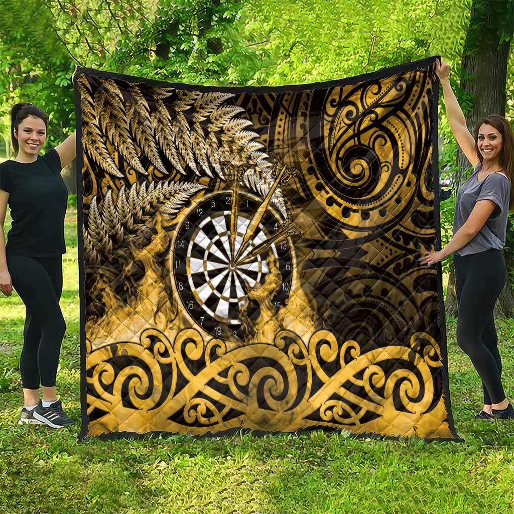 New Zealand Darts Quilt Maori Koru Dartboard Gold Flame LT05 - Polynesian Pride