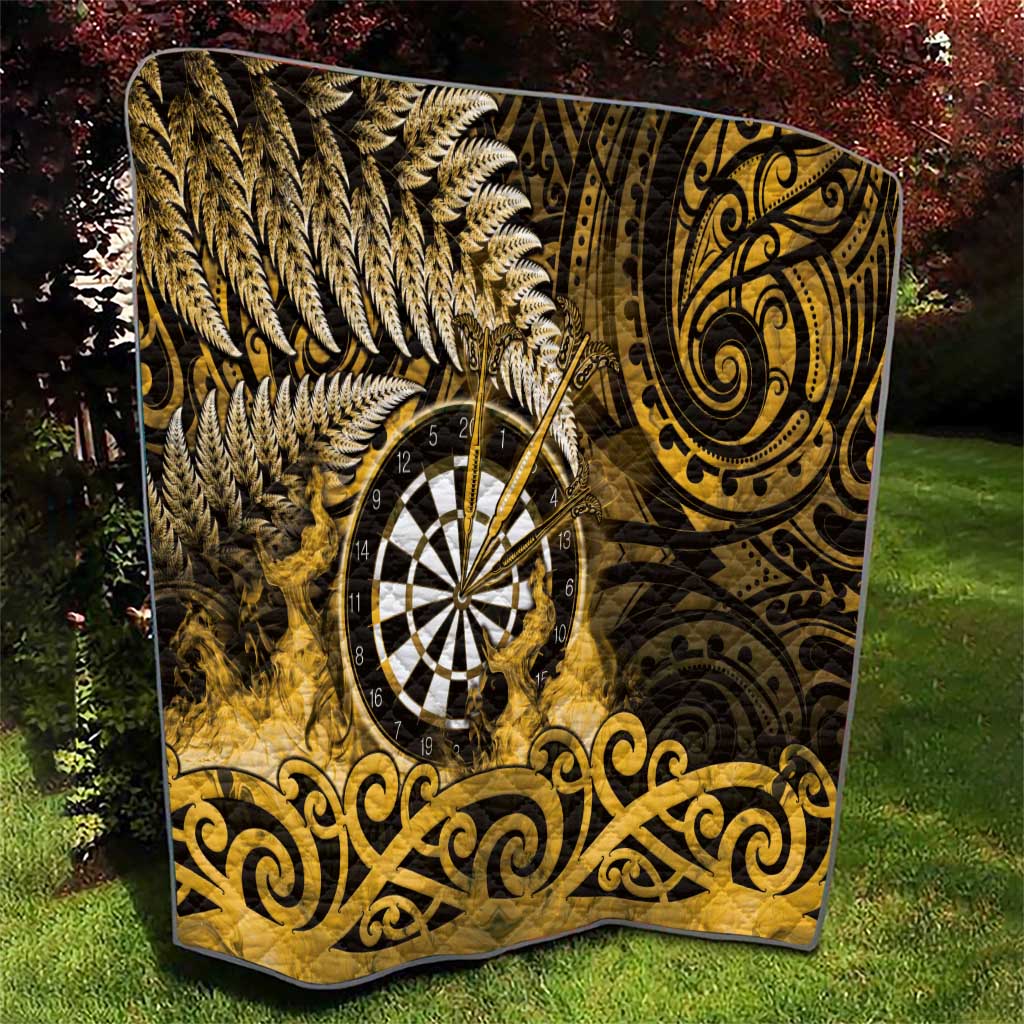 New Zealand Darts Quilt Maori Koru Dartboard Gold Flame LT05 - Polynesian Pride