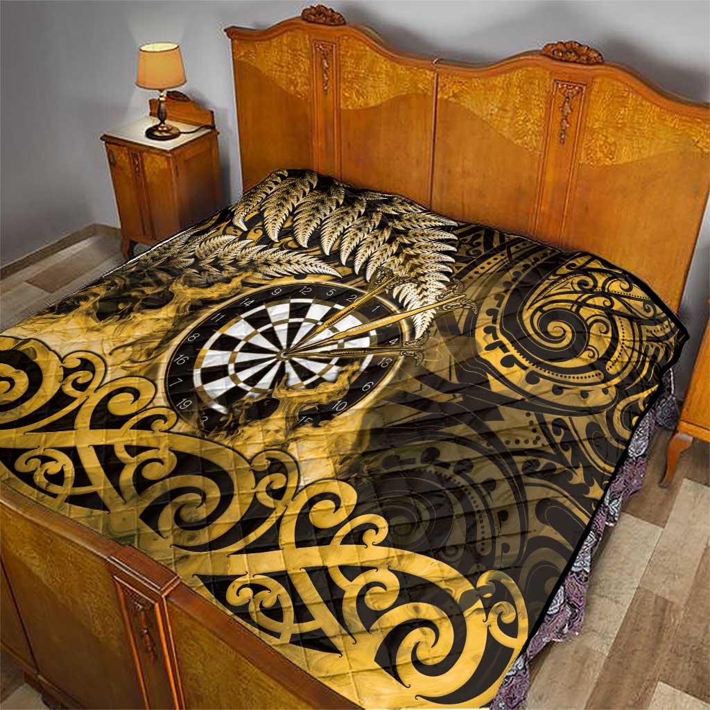 New Zealand Darts Quilt Maori Koru Dartboard Gold Flame LT05 - Polynesian Pride
