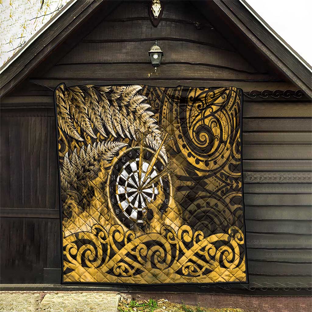 New Zealand Darts Quilt Maori Koru Dartboard Gold Flame LT05 - Polynesian Pride