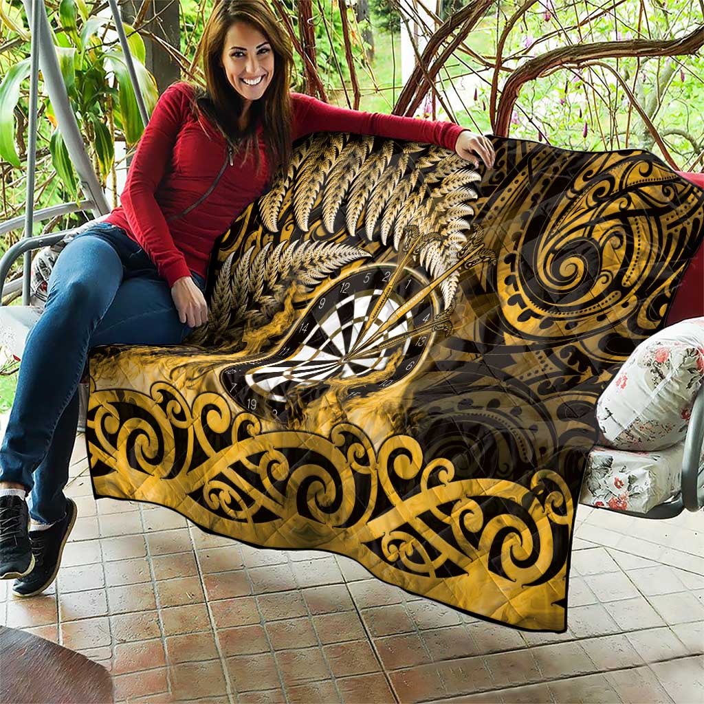 New Zealand Darts Quilt Maori Koru Dartboard Gold Flame LT05 - Polynesian Pride