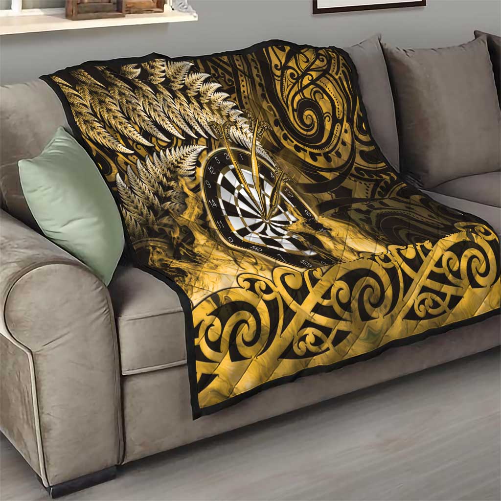 New Zealand Darts Quilt Maori Koru Dartboard Gold Flame LT05 - Polynesian Pride