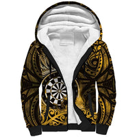 Personalised New Zealand Darts Sherpa Hoodie Maori Koru Dartboard Gold Flame LT05 Unisex Gold - Polynesian Pride