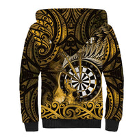 Personalised New Zealand Darts Sherpa Hoodie Maori Koru Dartboard Gold Flame LT05 - Polynesian Pride