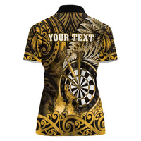 Personalised New Zealand Darts Women Polo Shirt Maori Koru Dartboard Gold Flame LT05 - Polynesian Pride