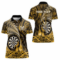 Personalised New Zealand Darts Women Polo Shirt Maori Koru Dartboard Gold Flame LT05 - Polynesian Pride