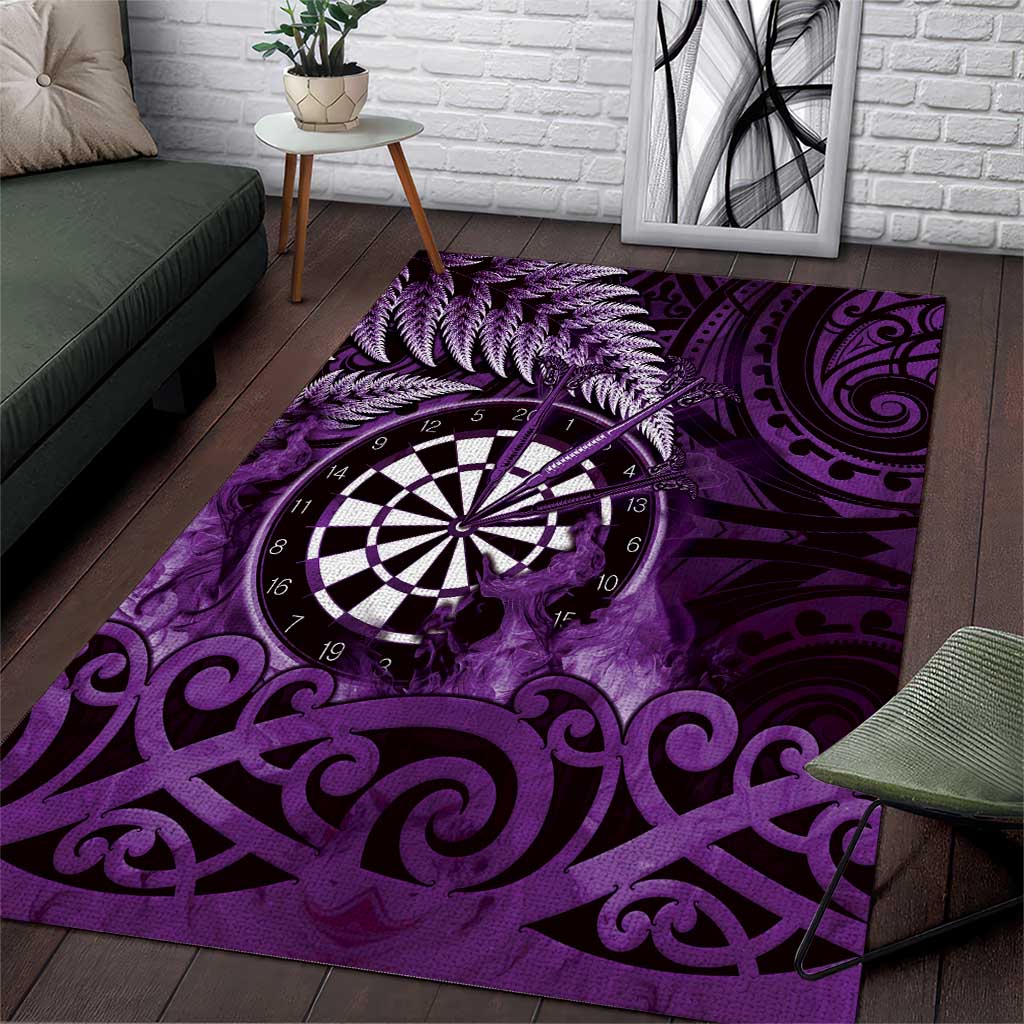 New Zealand Darts Area Rug Maori Koru Dartboard Purple Flame